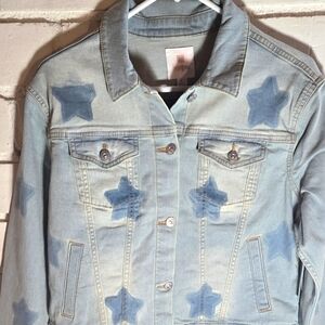 LuLaRoe Harvey  Denim Jean Crop Jacket - Blue with Stars - Patriotic